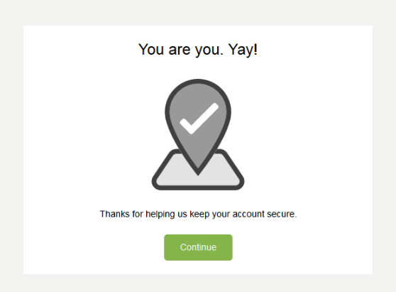 Screenshot of the verification success page.