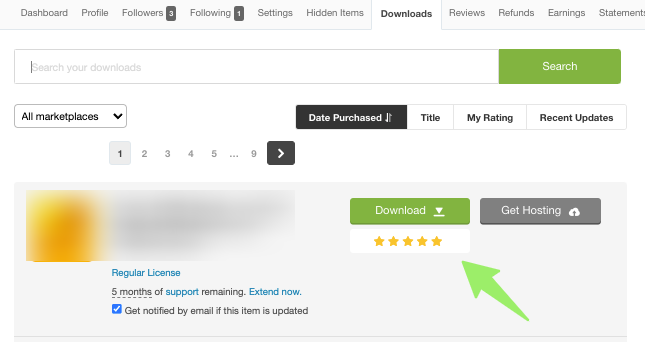 Screenshot showing the rating and comments form for an item.
